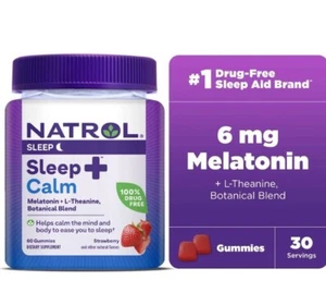 Natrol Sleep+ Calm- Melatonin and L-Theanine- Gummies- 60ct - Picture 1 of 6