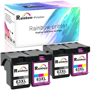4 pezzi 63XL Cartuccia di inchiostro per HP Envy 4513 4510 4520 4522 OfficeJet 3830 4650 5255 - Foto 1 di 6