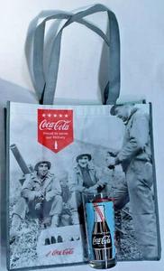 Coca Cola Military WWII History Bag + Drinking Glass Bottle Graphic Retro Summer - Picture 1 of 12