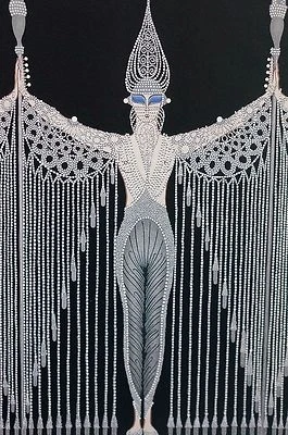 Erte 1987 Les BIJOUX de PERLE Pearl Dress Fashion Wall Art Deco Matted Print - Image 1 of 4