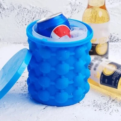 Ice Cube Maker, Silikon Eiseimer mit Deckel Platzsparende Eiswürfelbereiter - Bild 1 von 4