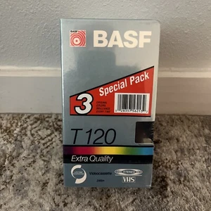 BASF T120 3 Pack Blank 6 Hour VHS Tapes Stereo Extra Quality New Sealed - Picture 1 of 4
