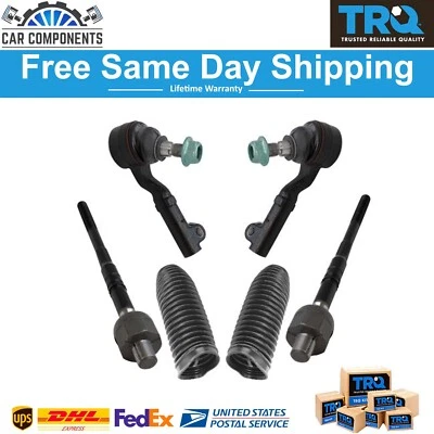 TRQ New Inner & Outer Tie Rods w/ Boots Kit For 2006-15 BMW 328i 335i xDrive X1 - Image 1 of 4