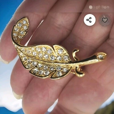 Vintage CZ Crystal Feather Design Brooch. B.J Beatrix. 1960/70. Boxed Gift Idea - Image 1 of 4