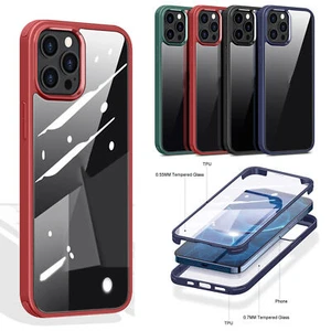 360° Full Tempered Glass Phone Case For iPhone 12 Mini 12 Pro Max Cover TPU Hard - Picture 1 of 16