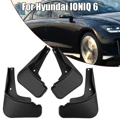 Durable and Practical 4Pcs Black Mud Flaps Guards for Hyundai Ioniq 6 2022+ - Image 1 of 4