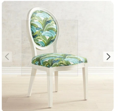 Oval-back Wood Dining Chairs w/Banana-leaf Print (set of 2, NEW and in-box) Cover