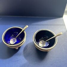 Two Silver Salt Pots With Spoons 