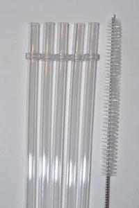 5 Clear Reusable Replacement Drinking Party Straw Acrylic 11" BPA Free Brush #23 - Picture 1 of 3