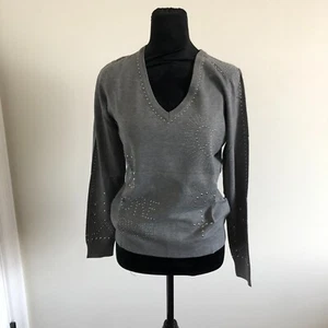 Maglione donna Desigual S grigio Kensington scollo a V maglia manica lunga nuovo con etichetta - Foto 1 di 8