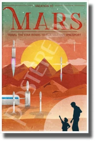 Vacaciones a Marte - NUEVO PÓSTER Novedad de Humor Estilo Vintage (hu460) - Imagen 1 de 1