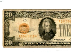 $20 "GOLD CERTIFICATE" (1928) $20 "GOLD CERTIFICATE" RARE NOTE!! GOLD!!! RARE!!! - Picture 1 of 3
