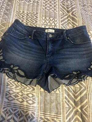 Jessica Simpson sz 27 Ace Shorts Womens Dk Blue Scalloped Denim Shorts Stretch - Image 1 of 4
