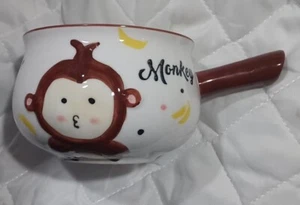 Kitchen Tour Monkey 4" French Onion Soup Bowl Cup w/Handle Kids Kitschy Cute - Picture 1 of 6