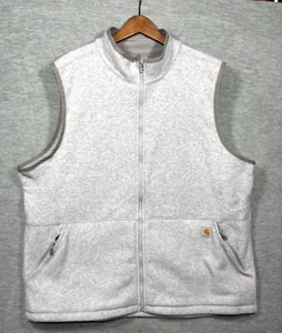 Carhartt Mens Vest 2XL Tall Gray Full Zip Fleece Relaxed Fit - Picture 1 of 5