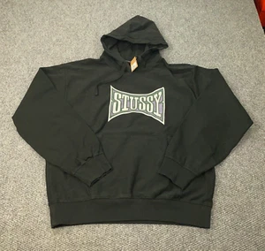 Stussy Champion Pigment Dyed Hoodie Mens XXL Black Sweatshirt NWT - Picture 1 of 7
