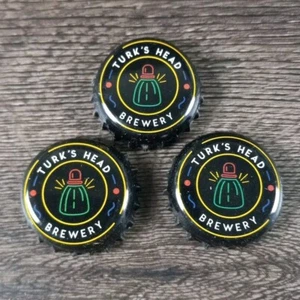 Turk's Head Brewery Glass Beer Bottle Cap TCI x3 - Picture 1 of 4