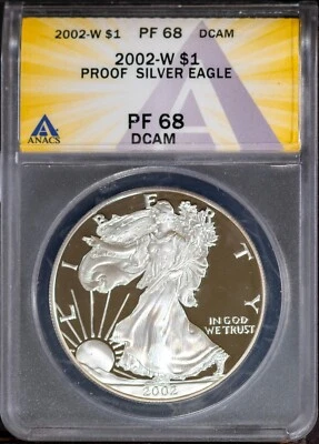 2002-W $1 Silver American Eagle PF 68 DCAM ANACS # 7668248 + Bonus - Image 1 of 2