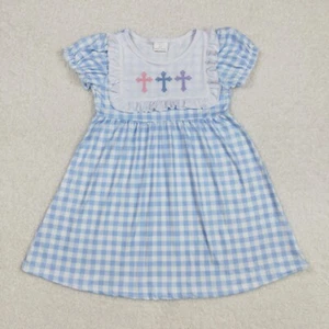 Vestido manga corta cruzado bordado regalo Pascua bebé niña pequeño - Imagen 1 de 8