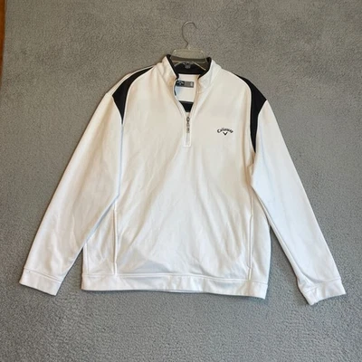 Pullover de golf Callaway XL blanco negro cuarto cremallera manga larga camiseta deportiva Foto 1 de 4