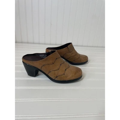 Spring Step Womens Soft Brown Leather Slip on Heeled Clogs Size 38 7.5 - 8 - Image 1 of 4