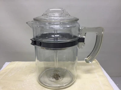 Vintage Glass Pyrex Flameware 7826B 6 Cup Coffee Pot Percolator  - Image 1 of 4