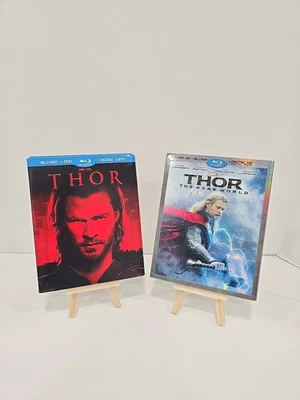 THOR + THOR DARK WORLD (3D + Blu-ray + DVD) Lot w/ RARE OOP MCU Slipcovers VGC - Image 1 of 4