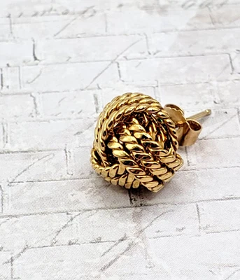 14k Yellow Gold Textured Love Knot Single Earring. - 10mm With 14k Back - Image 1 of 4