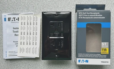 NEW Eaton TRSGF20BK GFCI Duplex Receptacle 20A 125V SelfTest Tamper Resist Black - Image 1 of 4