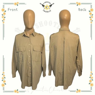 Camisa Safari Manga Larga XL Caqui Vintage Para Hombre Años 90 Caballo Loco Con Botones Foto 1 de 4