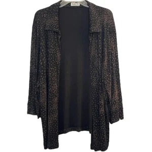 Vikki Vi Black Animal Print Jacket Cardigan 2X Open Front Slinky Wrinkle Free - Picture 1 of 11