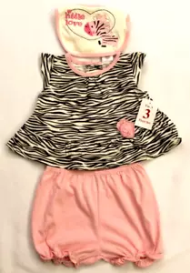 NIÑAS 3-6 Meses 3 Piezas Conjunto (Top Bloomer Babero) Cebra Little Love Fisher-Price - Imagen 1 de 3