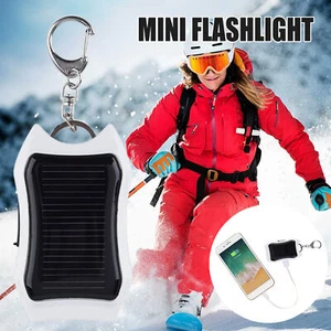 Portable 1500mAh Keychain Solar Battery Power Bank Keychain Charger with 3 LED - Picture 1 of 14