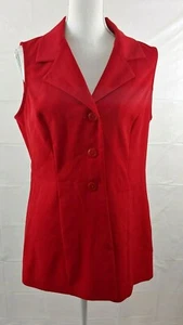 Top Lisa Jo Mujer Sin Mangas Rojo Botón Frontal Carrera Talla 15 16 XL - Imagen 1 de 5