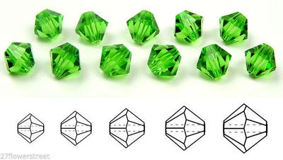 Czech Bicone Crystal Beads Peridot light green Rondelle Diamond - Image 1 of 4