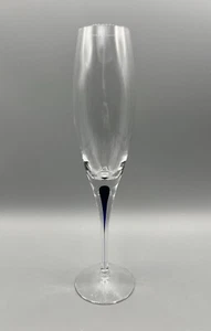 Orrefors Intermezzo Flûte bleue 9,75" tige de verre à vin soufflé à la bouche Suède - Photo 1/5