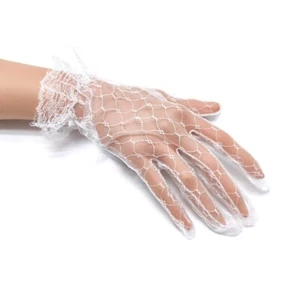 Mesh Oversleeves Wedding White Short Yarn Bridal Glove Wedding Photo Lace Simple - Picture 1 of 7
