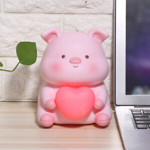 Cute Cartoon Piggy Bank Money Saving Box Jar W/Night Light Home Decoration