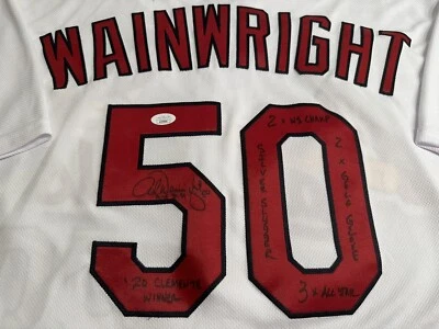 ADAM WAINWRIGHT STL CARDINALS SIGNED AUTHENTIC JERSEY JSA COA AUTO 6 INSCRIPTION - Image 1 of 4