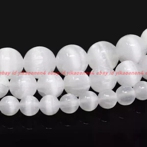 Selenite Beads Grade AAA Natural Gemstone Round Loose 6mm 8mm 10mm 15" Strand - Picture 1 of 12