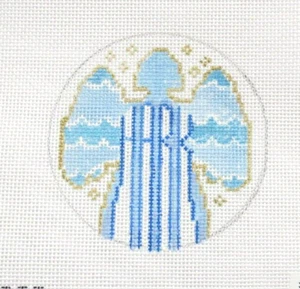 Patricia Sone Angel Hark Ornament Round Handpainted Needlepoint Canvas - Picture 1 of 1