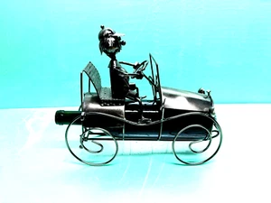 ANTIQUE CAR Metal Hand Crafted Sculpture Wine Bottle Holder Caddy barware - Picture 1 of 1