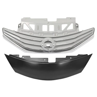 Conjunto de grade e tampa do para-choque dianteiro superior para Nissan Versa Note 2014-2017 cinza - Imagem 1 de 4