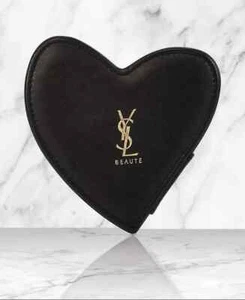 YSL Beauty Heart Shape Makeup Zipped Pouch with Mirror in black LIMITED EDITION - Picture 1 of 6