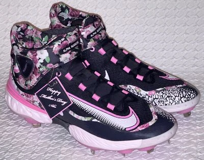 NIKE Alpha Huarache Elite 4 Mid Mothers Day Metal Spike Baseball Cleats Mens 15 - Image 1 of 4