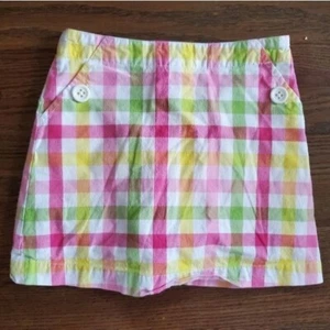 Vtg GYMBOREE Girls 6 pink yellow green plaid spring Easter skirt - Picture 1 of 5