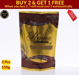 1x Hemani Henné Borgogna con Oudh colore naturale tintura capelli in polvere 150 g حنة برقندي - Foto 1 di 5