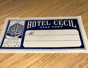 1940's HOTEL CECIL, HONG KONG Luggage / Name Tag - Picture 1 of 4