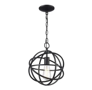 Crystorama Solaris 1 Light Pendant, Black - 9220-BK - Picture 1 of 10