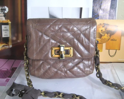 🎁Lanvin Happy Mini Pop Marrón Taupe Acolchado Cadena Bolso de Hombro Foto 1 de 4